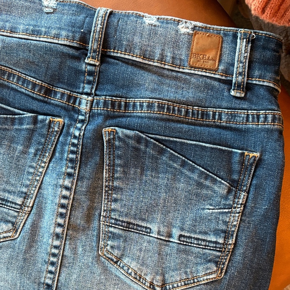 BKE Blue Frayed Hem Mini Skirt - Picture 6 of 7